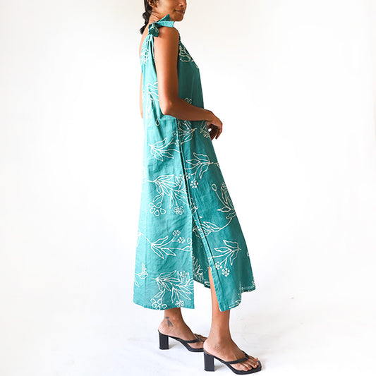 Aqua Petal Batik Dress