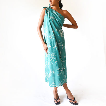 Aqua Petal Batik Dress