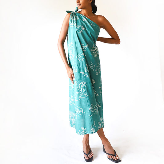 Aqua Petal Batik Dress