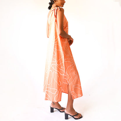 Coral Lines Batik Dress