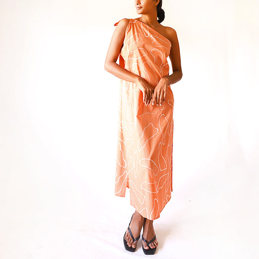 Coral Lines Batik Dress