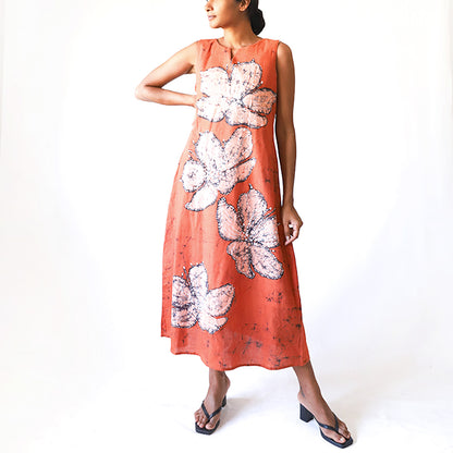 Coral Bloom Batik Dress