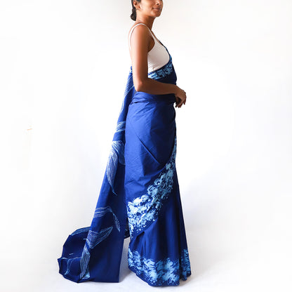 Deep Blue Harmony Batik Saree