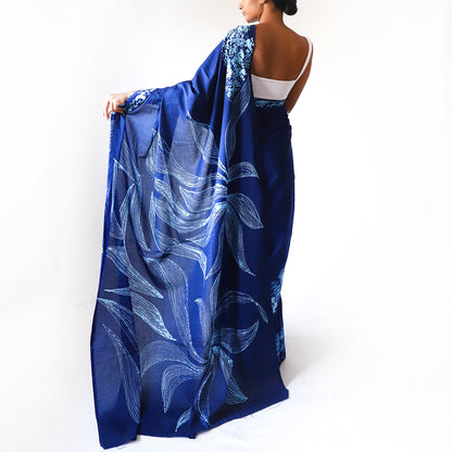 Deep Blue Harmony Batik Saree