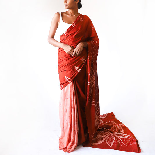 Coral Jungle Batik Saree