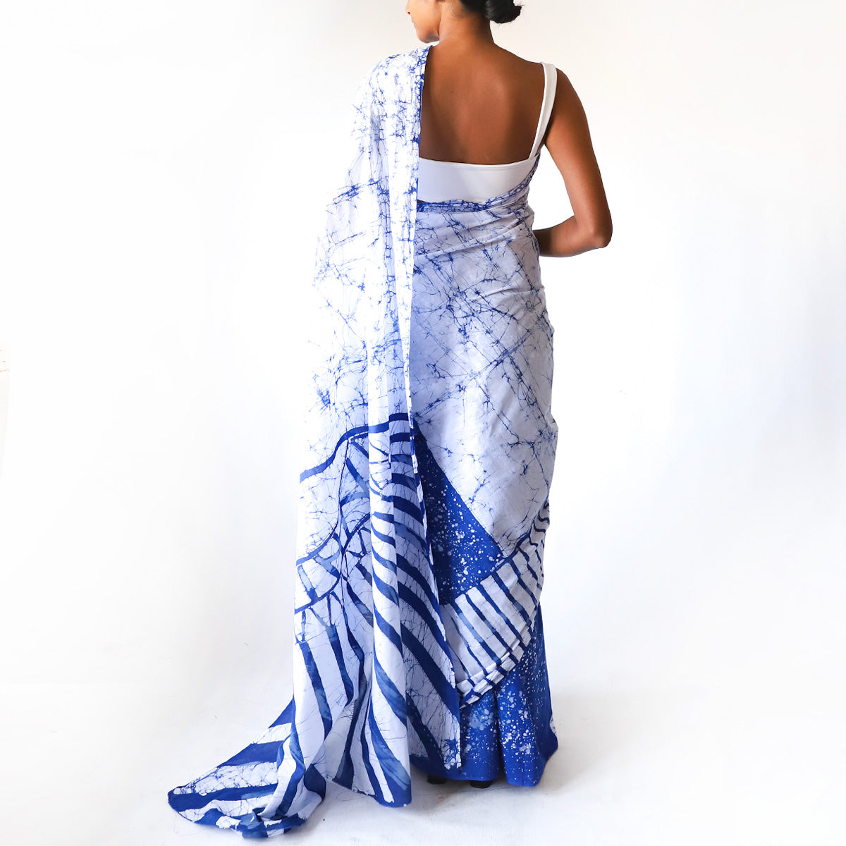 Sky Stripe Batik Saree