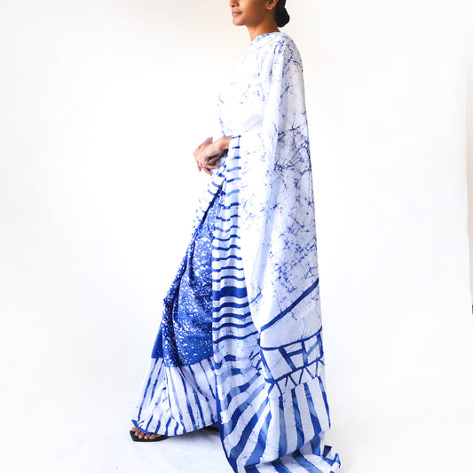 Sky Stripe Batik Saree