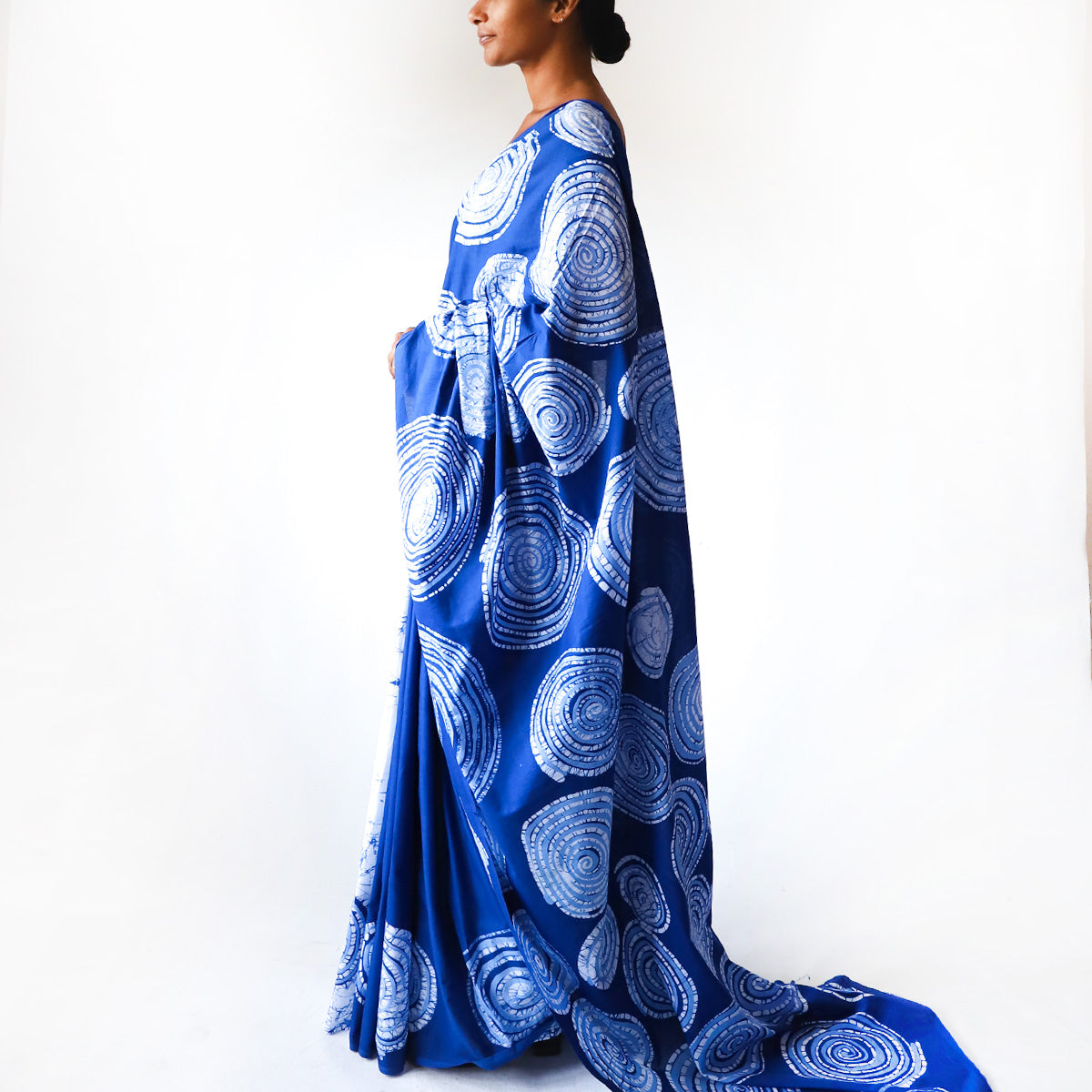 Ocean Swirl Batik Saree