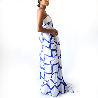 Ocean Grid Batik Saree