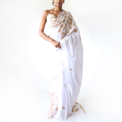 Ivory Bronze Glow Batik Saree