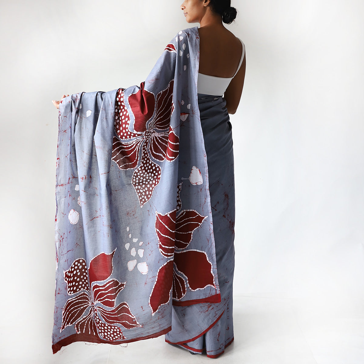 Crimson Mist Batik Saree