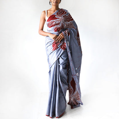 Crimson Mist Batik Saree