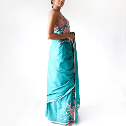 Tropical Bloom Batik Saree