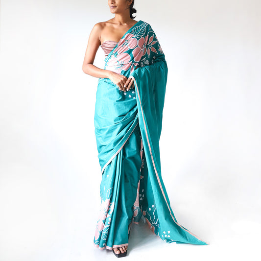Tropical Bloom Batik Saree