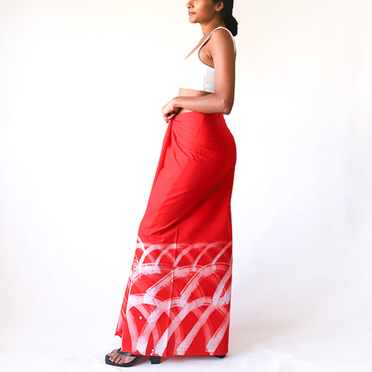 Crimson Stroke Batik Sarong