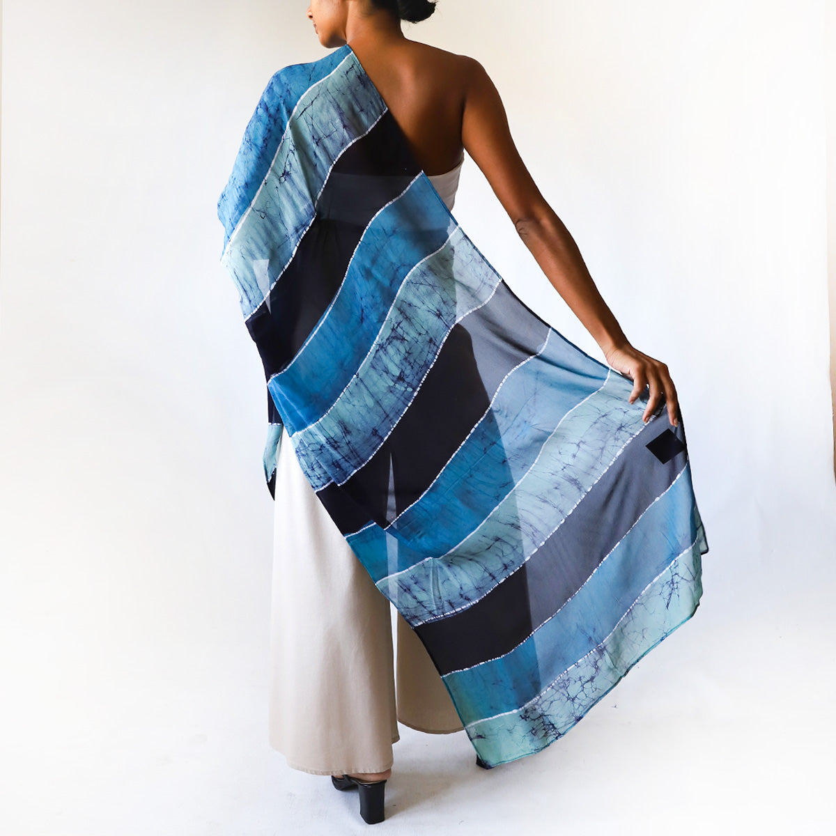 Ocean Line Batik Shawl