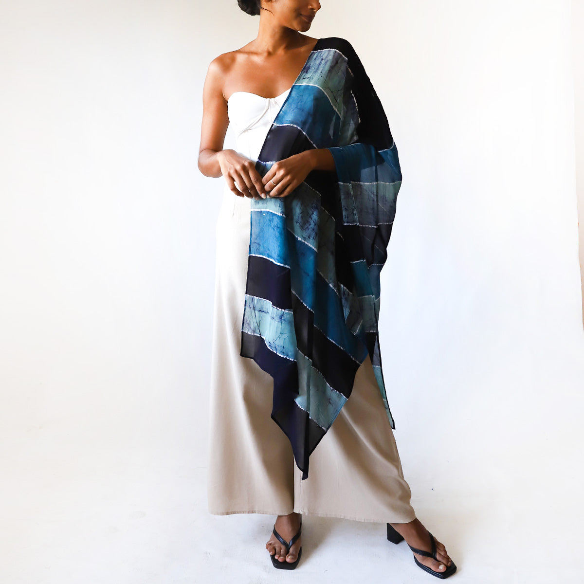 Ocean Line Batik Shawl