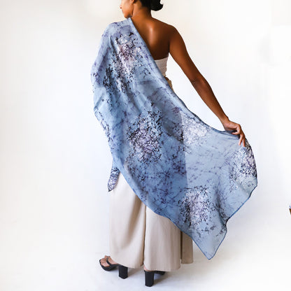 Sky Contrast Batik Shawl