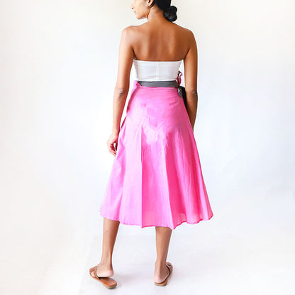 Blush Gray Stripe Batik Skirt