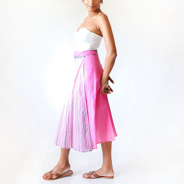 Blush Gray Stripe Batik Skirt