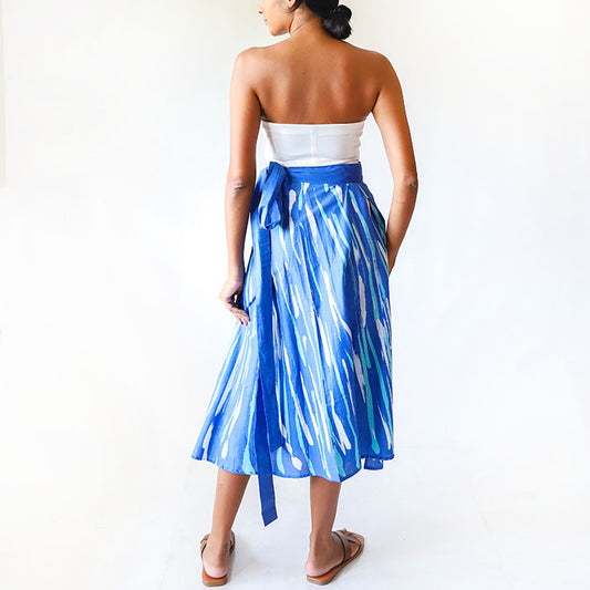 Blue Brush Batik Skirt