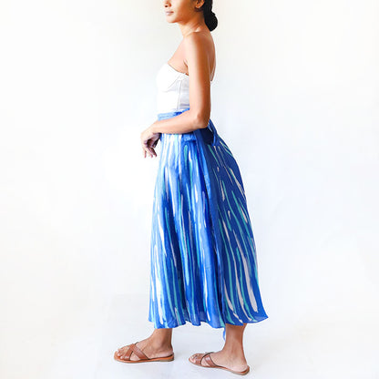 Blue Brush Batik Skirt