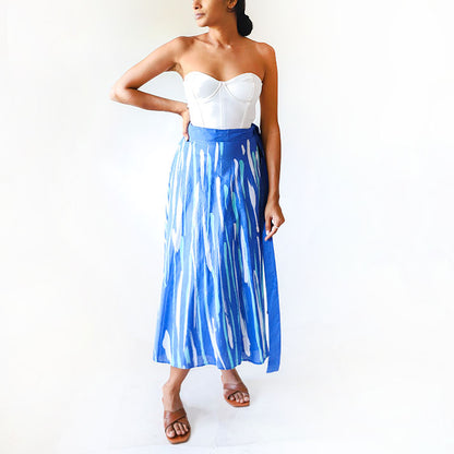 Blue Brush Batik Skirt