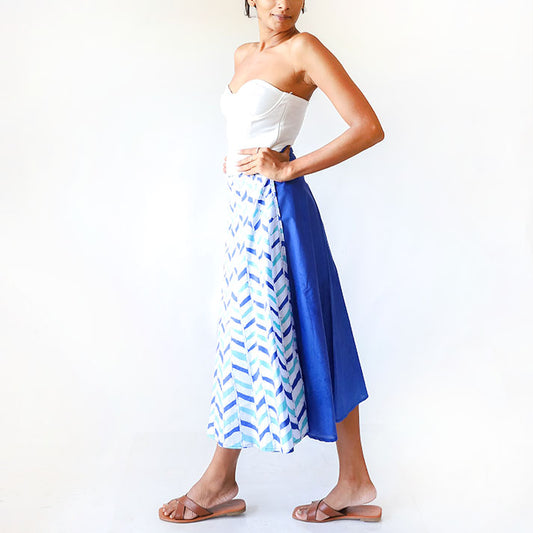 Azure Zigzag Batik Skirt