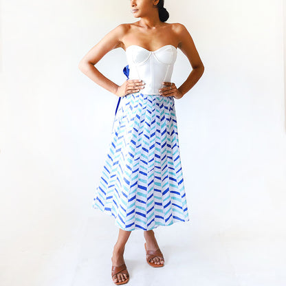 Azure Zigzag Batik Skirt