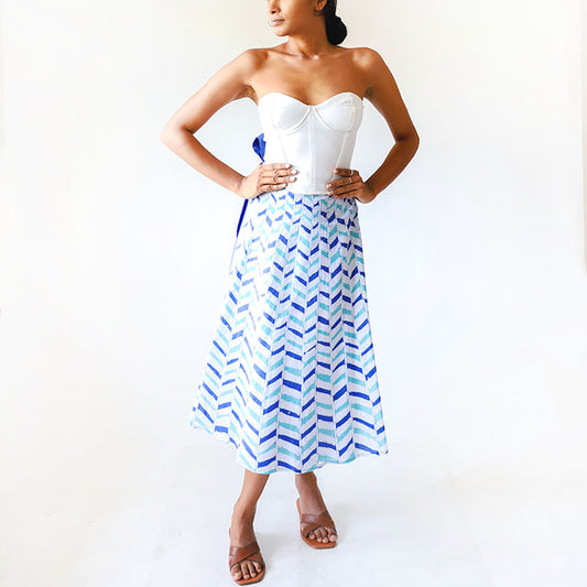 Azure Zigzag Batik Skirt