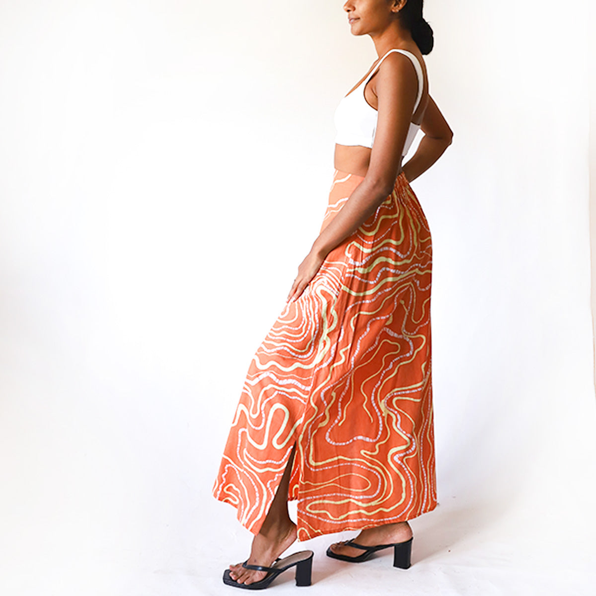 Tangerine Drift Batik Skirt