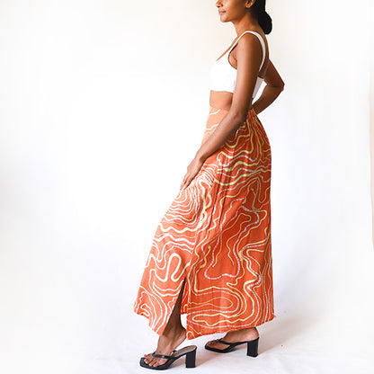 Tangerine Drift Batik Skirt