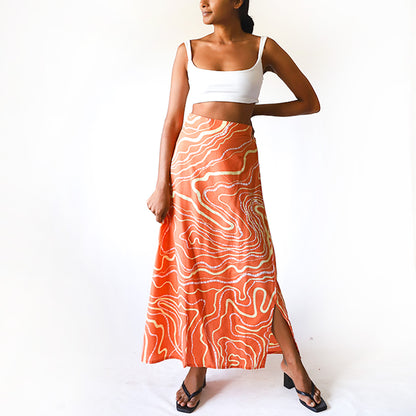 Tangerine Drift Batik Skirt