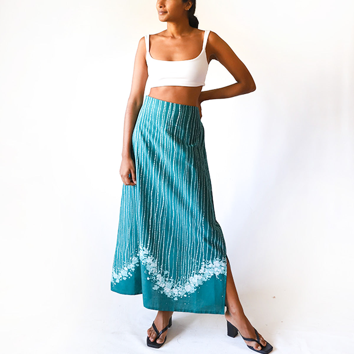 Ocean Stripe Batik Skirt
