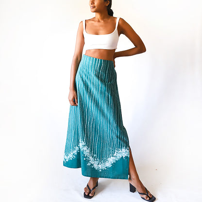 Ocean Stripe Batik Skirt