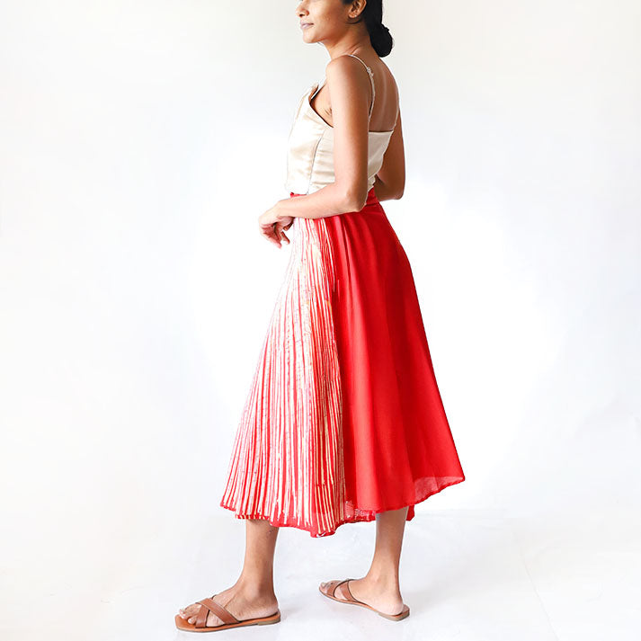 Crimson Wave Batik Skirt