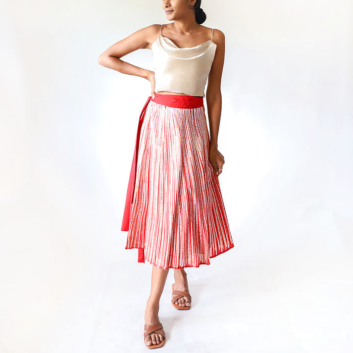 Crimson Wave Batik Skirt
