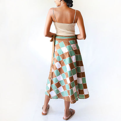 Ocean Check Batik Skirt