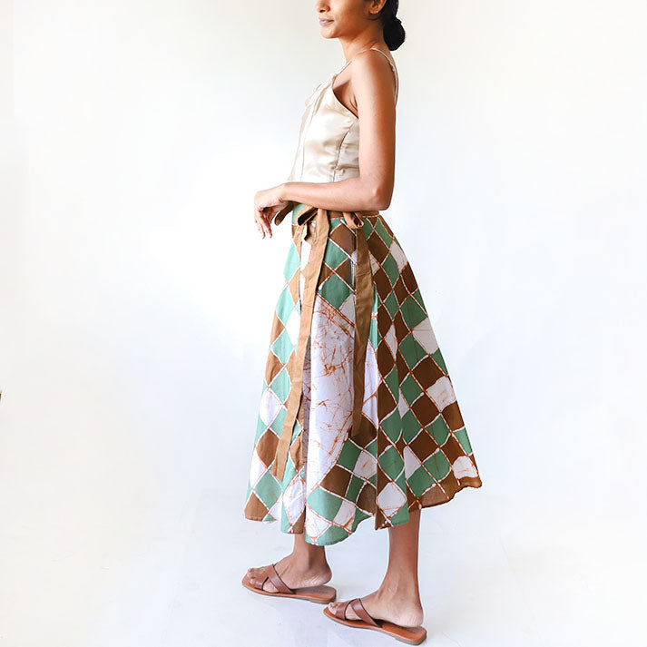 Ocean Check Batik Skirt