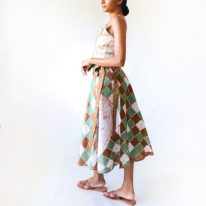 Ocean Check Batik Skirt