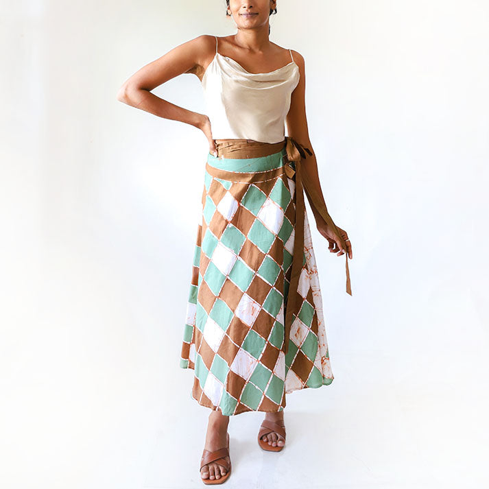 Ocean Check Batik Skirt