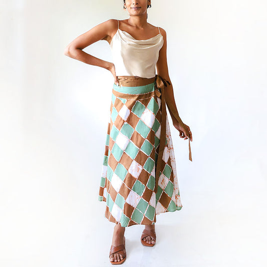 Ocean Check Batik Skirt