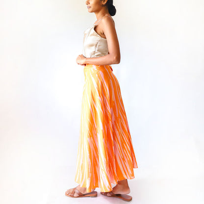 Tangerine Stripe Batik Skirt