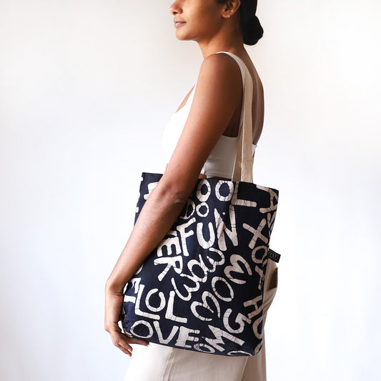 Coastal Abstract Batik Tote Bag