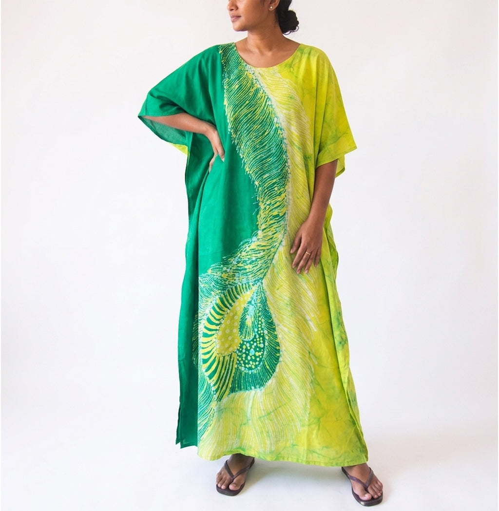 Sunlit Peacock Batik Kaftan
