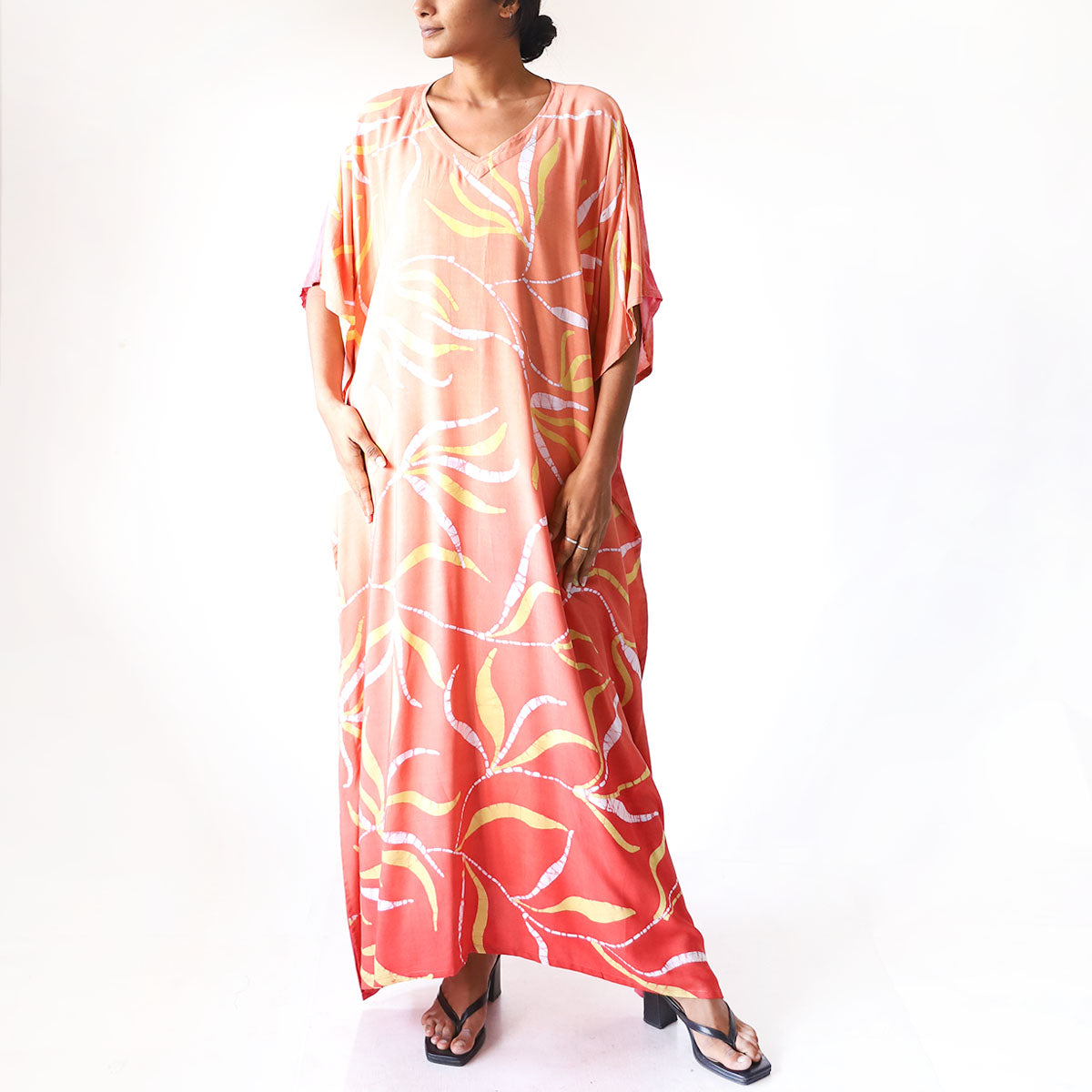 Tangerine Vine Batik Kaftan
