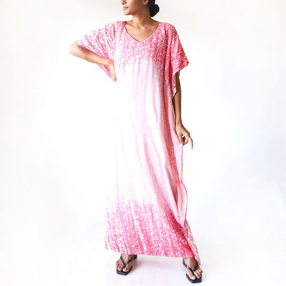 Rose & Sky Stripe Batik Kaftan