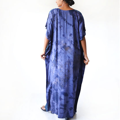 Blue Floral Burst Batik Kaftan