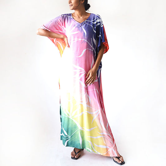 Tropical Vine Batik Kaftan