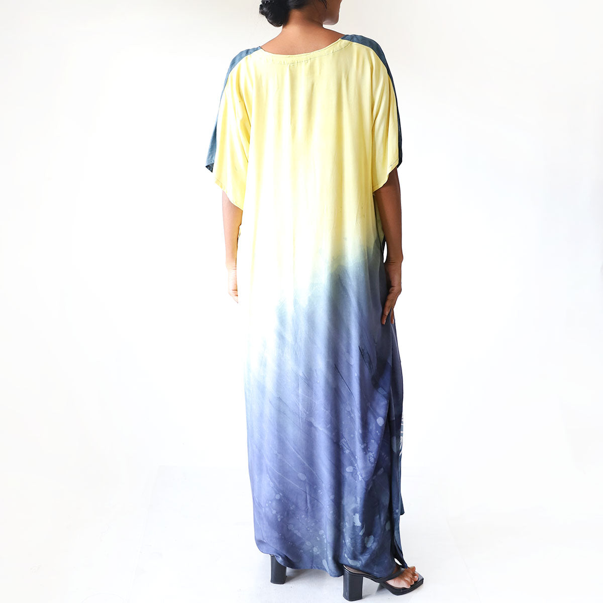 Blue & Yellow Bloom Batik Kaftan